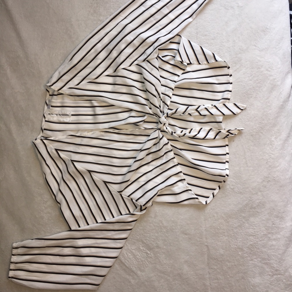 Striped Front Knot Blouse
